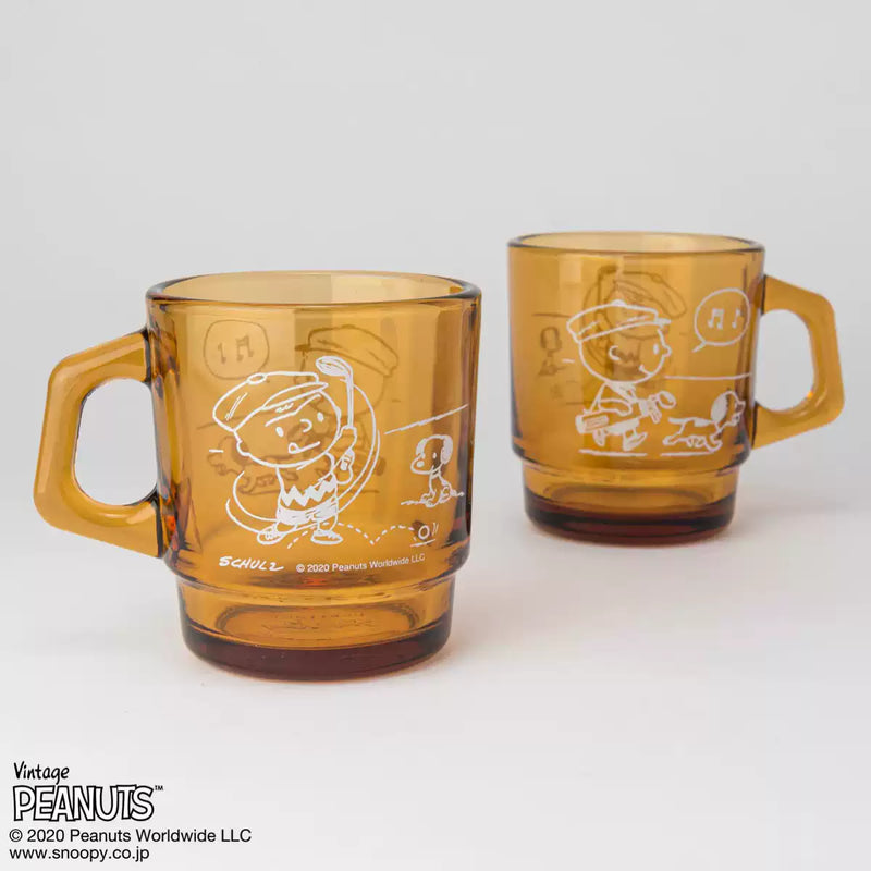 Fire King - Japan Peanuts 70's Celebration Collection Snoopy Mug Cup - Charlie Brown Amber Brown