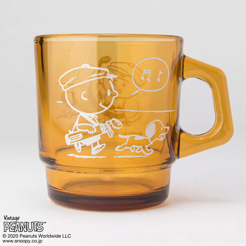 Fire King - Japan Peanuts 70's Celebration Collection Snoopy Mug Cup - Charlie Brown Amber Brown