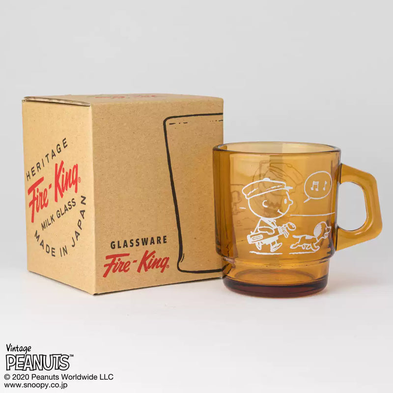 Fire King - Japan Peanuts 70's Celebration Collection Snoopy Mug Cup - Charlie Brown Amber Brown