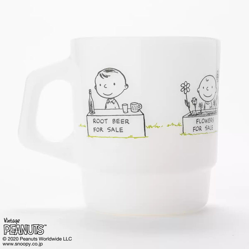 Fire King - Japan Peanuts 70's Celebration Collection Snoopy Mug Cup - Friends Together White