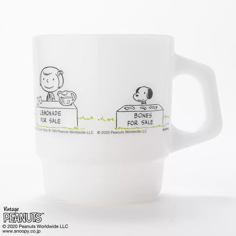 Fire King - Japan Peanuts 70's Celebration Collection Snoopy Mug Cup - Friends Together White