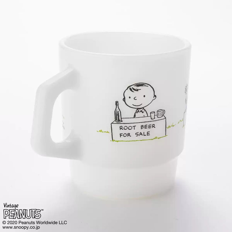 Fire King - Japan Peanuts 70's Celebration Collection Snoopy Mug Cup - Friends Together White