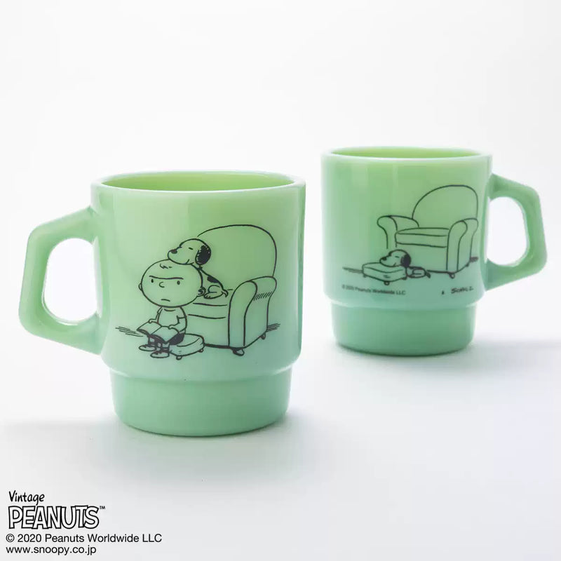 Fire King - Japan Peanuts 70's Celebration Collection Snoopy Mug Cup - Jadeite