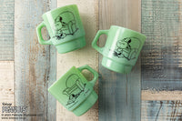 Fire King - Japan Peanuts 70's Celebration Collection Snoopy Mug Cup - Jadeite