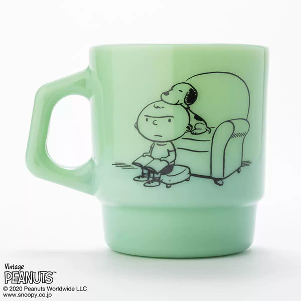 Fire King - Japan Peanuts 70's Celebration Collection Snoopy Mug Cup - Jadeite