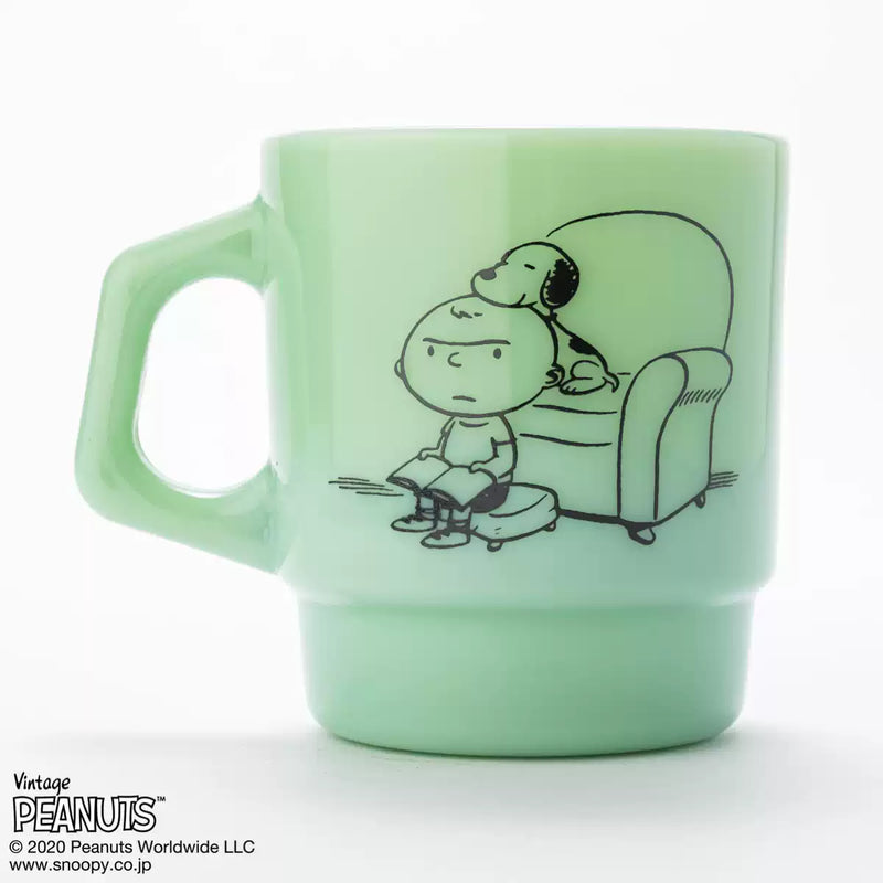 Fire King - Japan Peanuts 70's Celebration Collection Snoopy Mug Cup - Jadeite