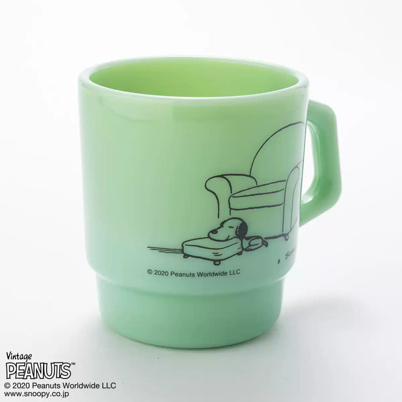 Fire King - Japan Peanuts 70's Celebration Collection Snoopy Mug Cup - Jadeite