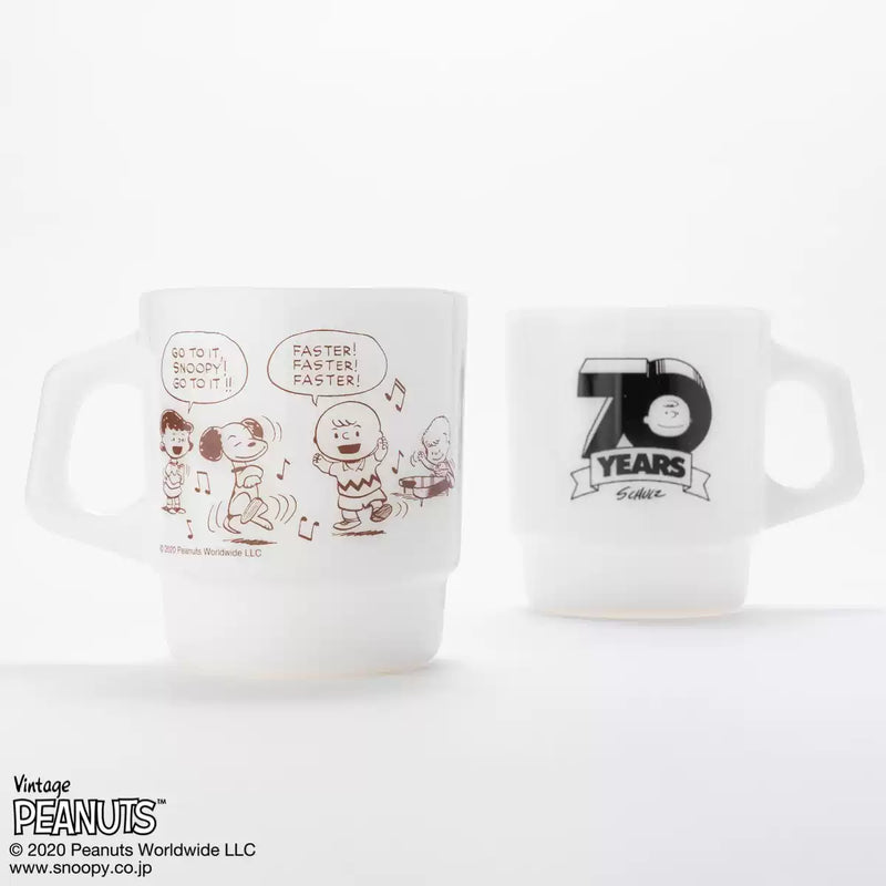 Fire King - Japan Peanuts 70's Celebration Collection Snoopy Mug Cup - Happy Dance (White)