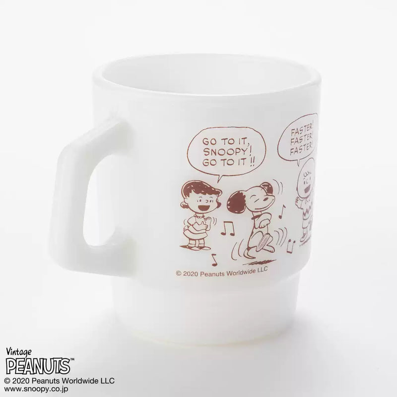 Fire King - Japan Peanuts 70's Celebration Collection Snoopy Mug Cup - Happy Dance (White)