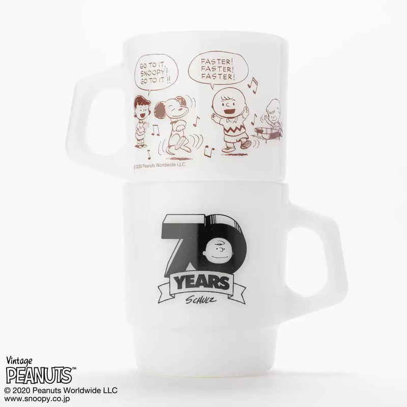 Fire King - Japan Peanuts 70's Celebration Collection Snoopy Mug Cup - Happy Dance (White)